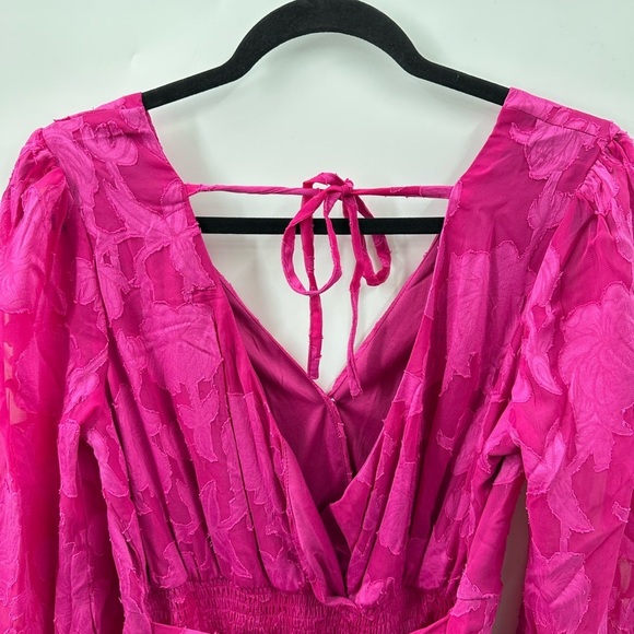 BAND OF THE FREE Kiss me fuchsia peplum ruffled textured party mini dress NWT M - Picture 15 of 16